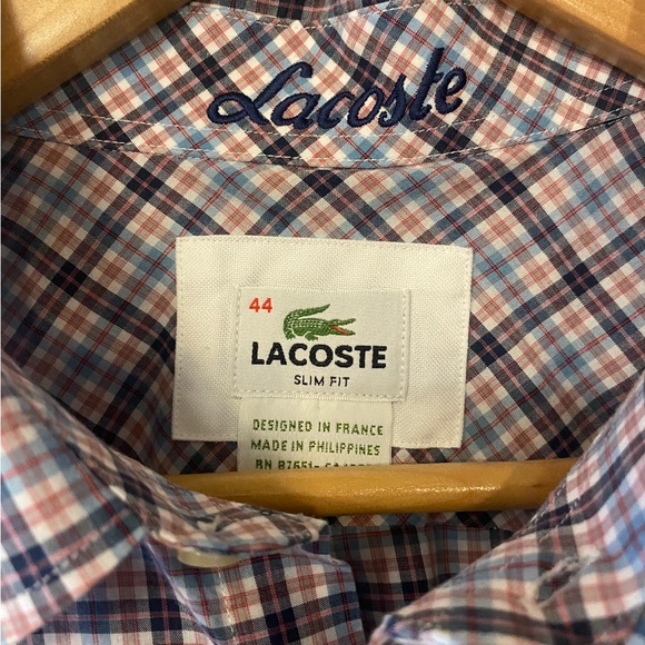 MENS LACOSTE LONG SLEEVE BUTTON DOWN SHIRT SZ 44 LARGE - Picture 3 of 4